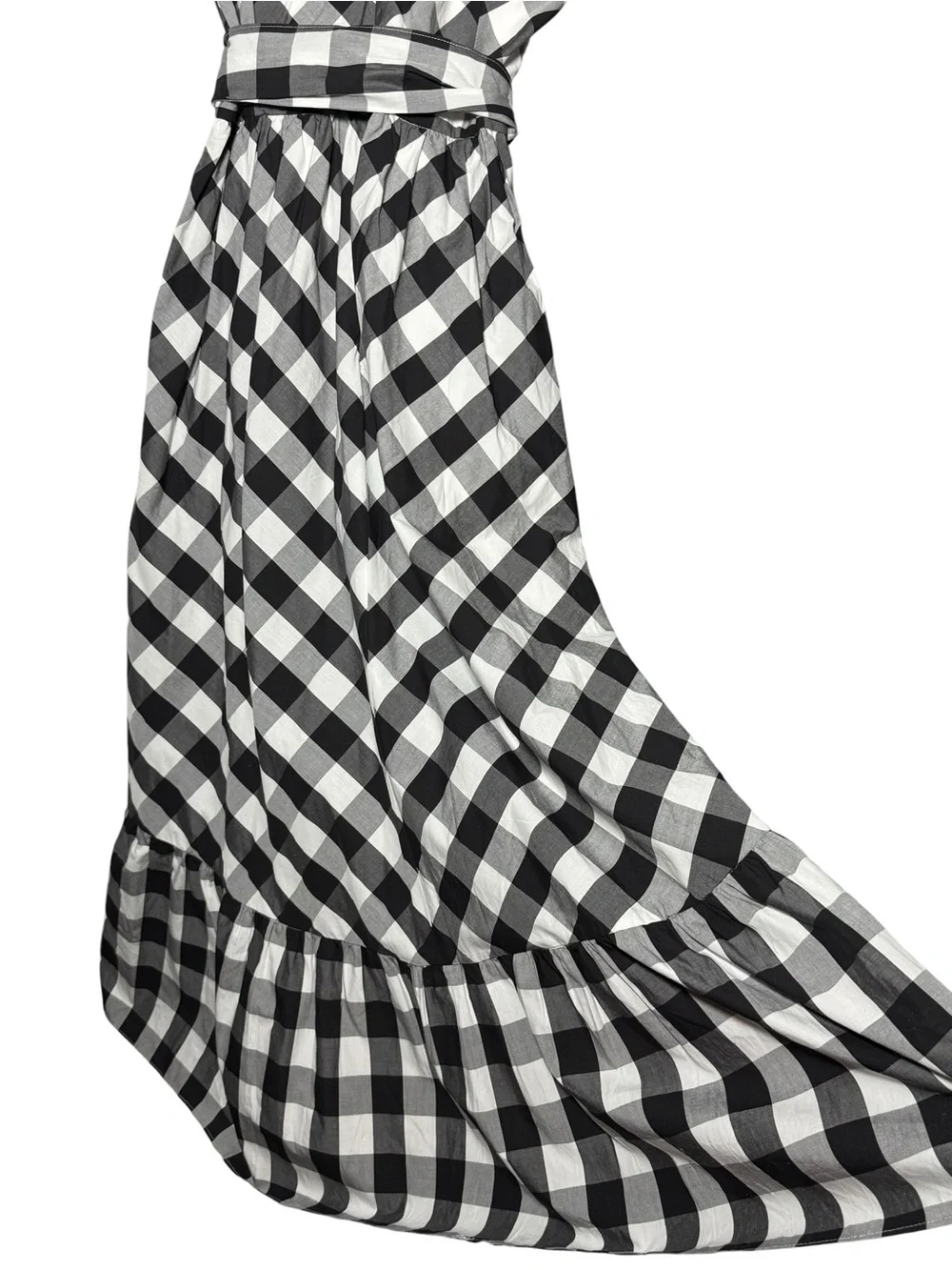J. Crew Sleeveless Faux Wrap Dress in Gingham Cotton Poplin Size 8 Black White - Picture 9 of 11